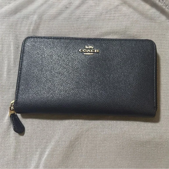 Coach Dark Blue Leather Zip Wallet - Picture 13 of 17